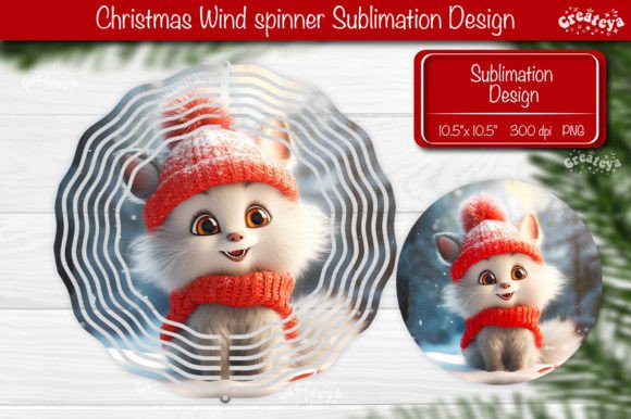Charming Christmas Wind Spinner: Baby Animal Sublimation Design