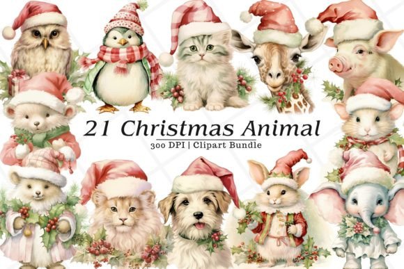 Charming Pastel Christmas Animal Watercolor for Festive Projects