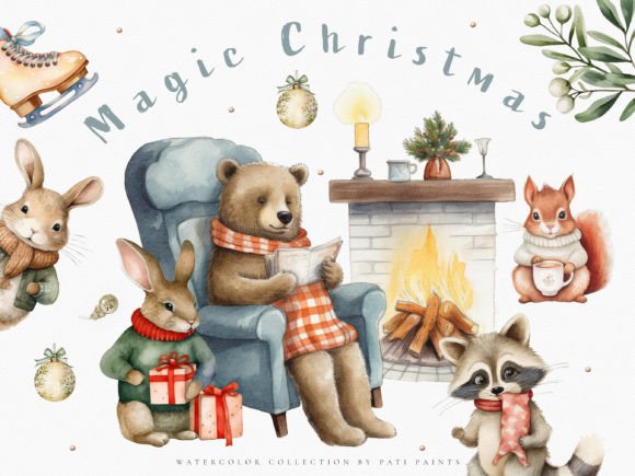 Christmas Animal Watercolor Nursery Set: Festive Design Made Simple
