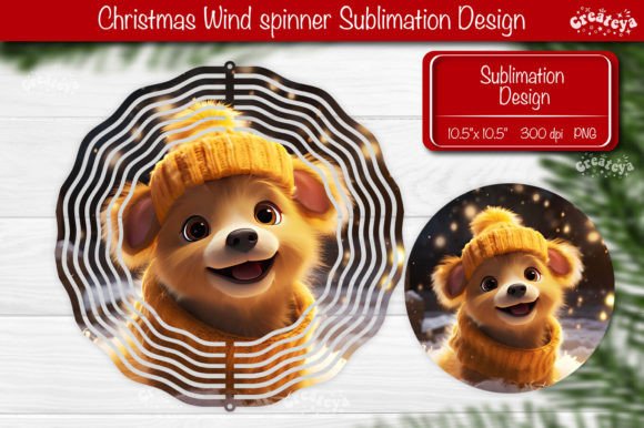 Christmas Wind Spinner Baby Animal Puppy: Festive Sublimation Templates