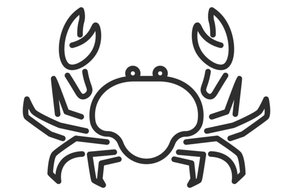 Crab Line Icon: Underwater Animal Shell Design