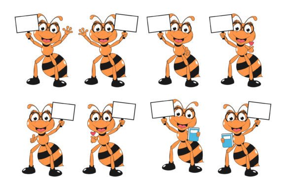 Cute Ant Animal Cartoon Illustration Set: Playful Design Assets