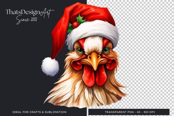 Cute Rooster Clipart Christmas Animal: A Festive Design Asset