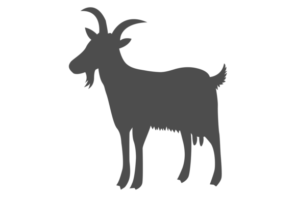 Goat Black Icon: Farm Milk Animal Silhouette for Modern Design