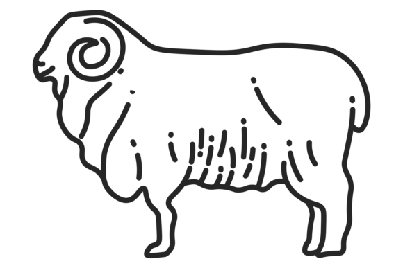Sheep Line Icon: The Ram Symbol for Modern Farm Animal Design